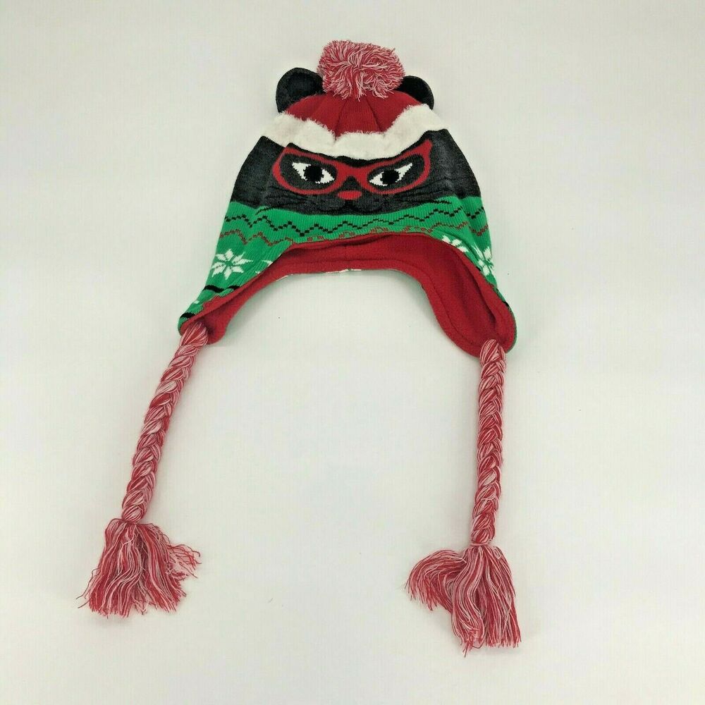 Unbranded Kids Beanie Hat Holiday Christmas Animal Glasses One Size 